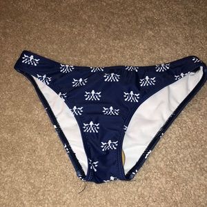 Blue and white bathing suit bottoms